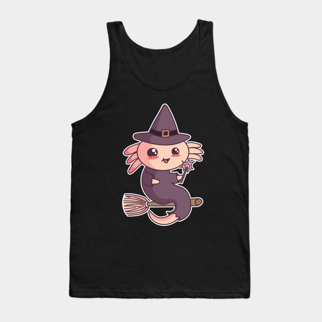 Halloween Axolotl Witch Cute Kawaii Salamander Lover Tank Top by Cuteness Klub